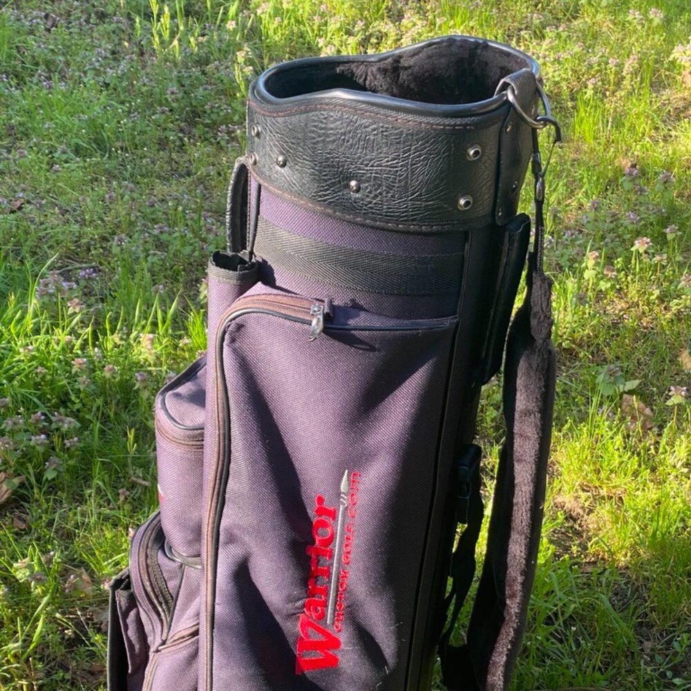 Warrior Custom Golf Cart Bag Black Red Logo with Cover